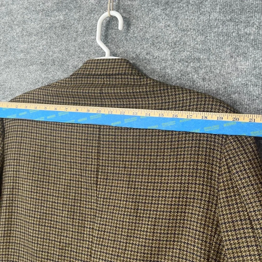 Oscar de la Renta Mens 42R Brown Houndstooth 100% Wool 2Button Blazer Sport Coat
